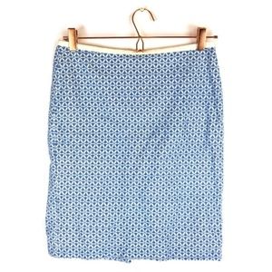 Talbots 4P Skirt White Blue Embroidered Pencil